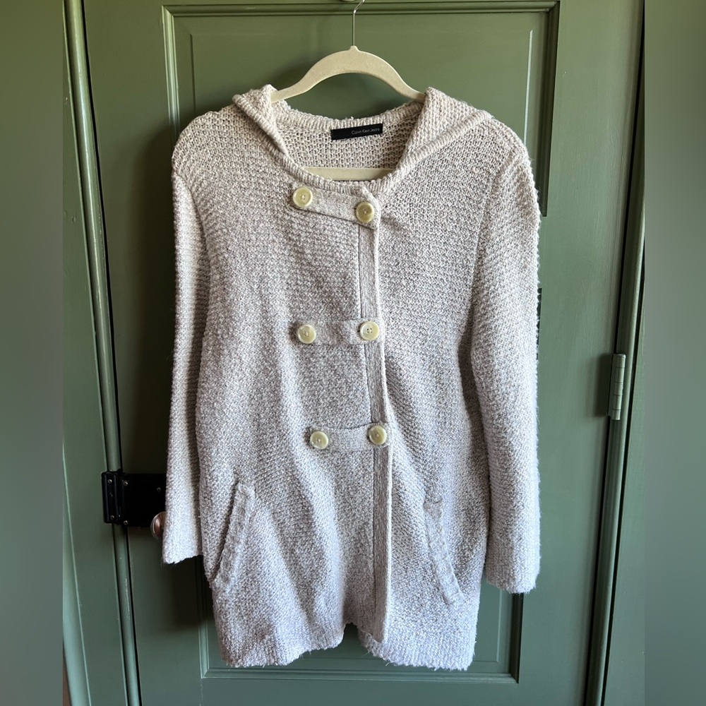 Calvin Klein Jeans Double Breasted Hooded Cardigan Sweater Jacket